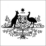 The Australian Government Coat of Arms in black and white 