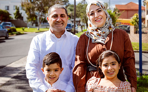 PhD candidate Taghreed Aljaffal, her husband Dr Haitham Abdelrazaq and children Amir and Zina