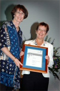 Highly Commended - Dr Christine Halse (right) with Vice-Chancellor Professor Janice Reid