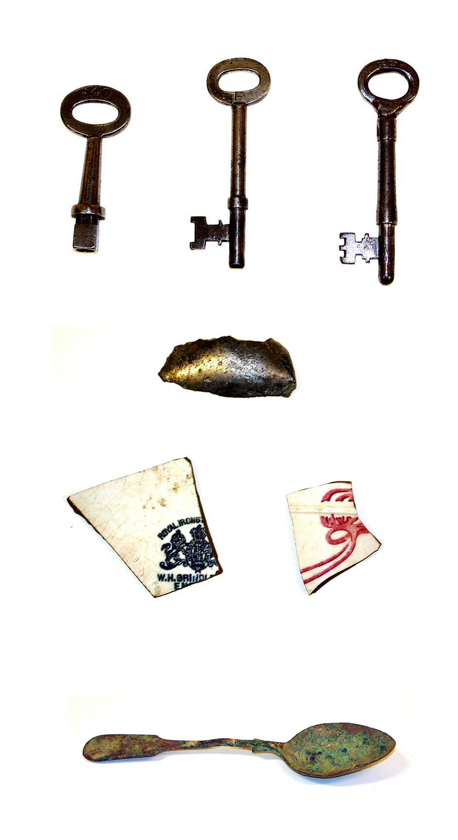 Archaeological Finds - Parramatta Site (Female Orphan School) - Spoon, Keys, Pottery