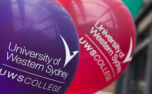 UWSCollege logo on balloons