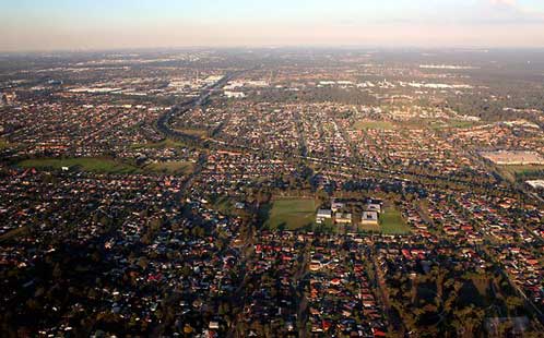 Aerial photo of Western Sydney