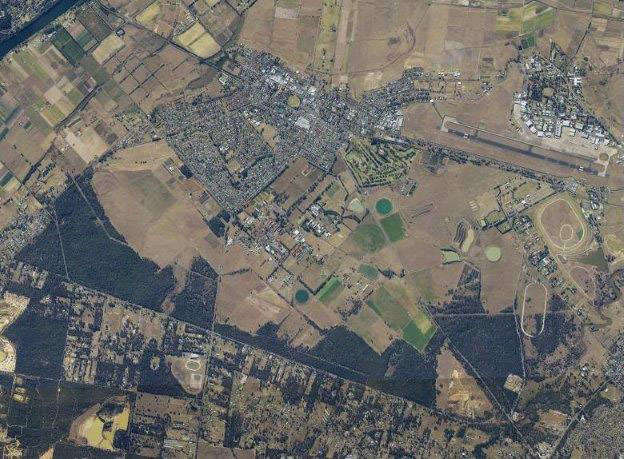 Aerial image of Hawkesbury campus amidst Richmond township