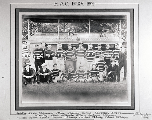 •	Football (Rugby Union) team - 1st XV, 1891 HAC (P621) 