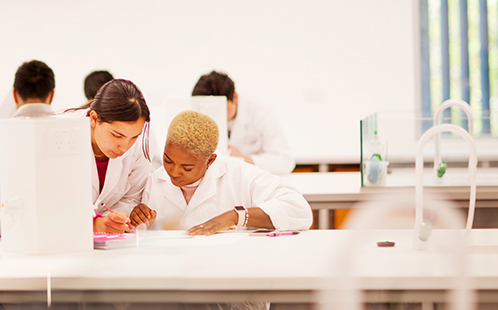 Two female students in the lab