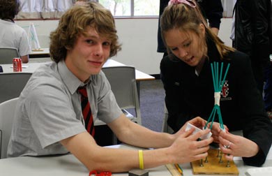 Bede Polding students build a tower
