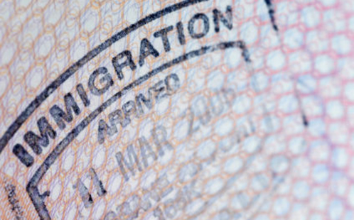 Immigration stamp in passport