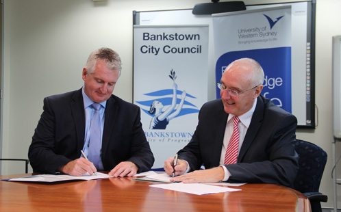 Bankstown City Council General Manager, Matthew Stewart, and UWS Vice-Chancellor, Professor Barney Glover