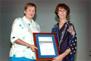 Highly Commended - Dr Diana Whitton (left) with Vice-Chancellor Professor Janice Reid