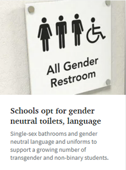Schools opt for gender neutral toilets, language