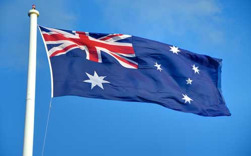 Australian flag in the wind