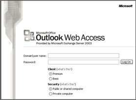 Microsoft Outlook login screen