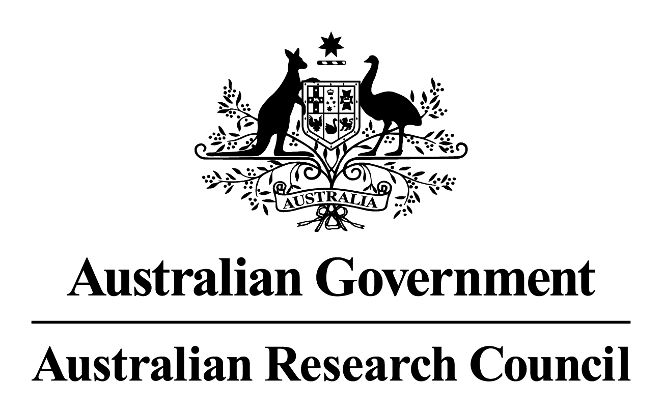 Black and white ARC logo featuring the Commonwealth Coat of Arms and the words 'Australian Government' and 'Australian Research Council'.