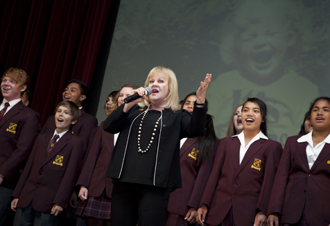 Patricia Amphlett with choir