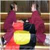 School children with an aboriginal flag