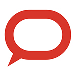 The Conversation logo of a red speech bubble 