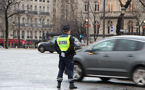 Paris policeman in traffic