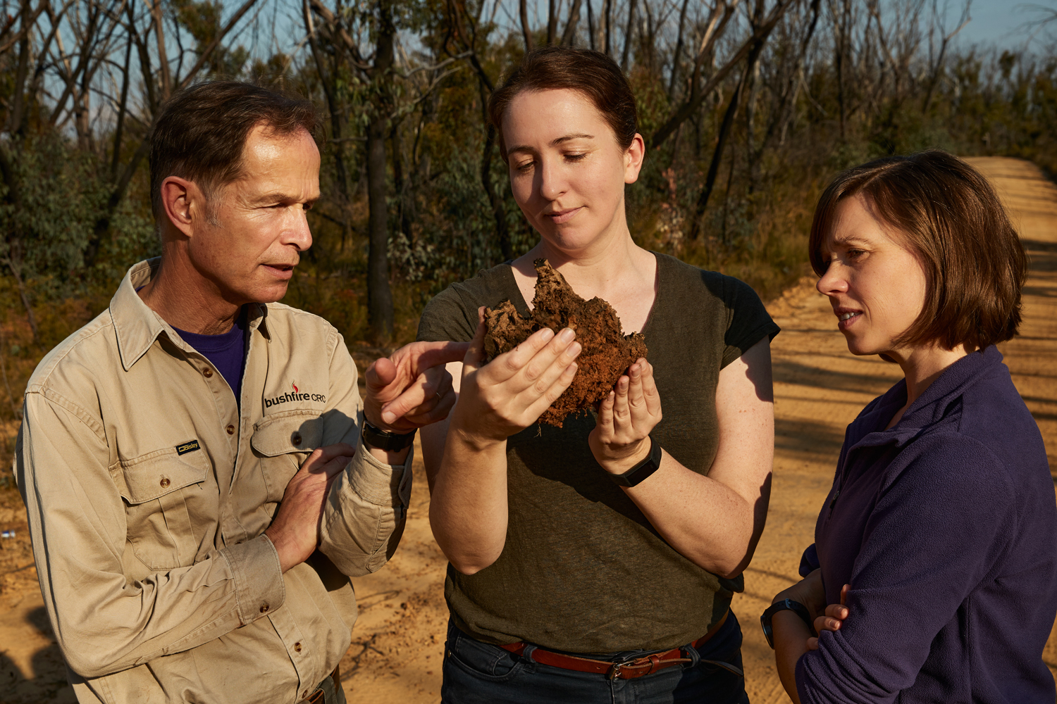 Members of Western’s Fire Research Group: Matthias Boer, Rachael Nolan, and Anne Griebel.